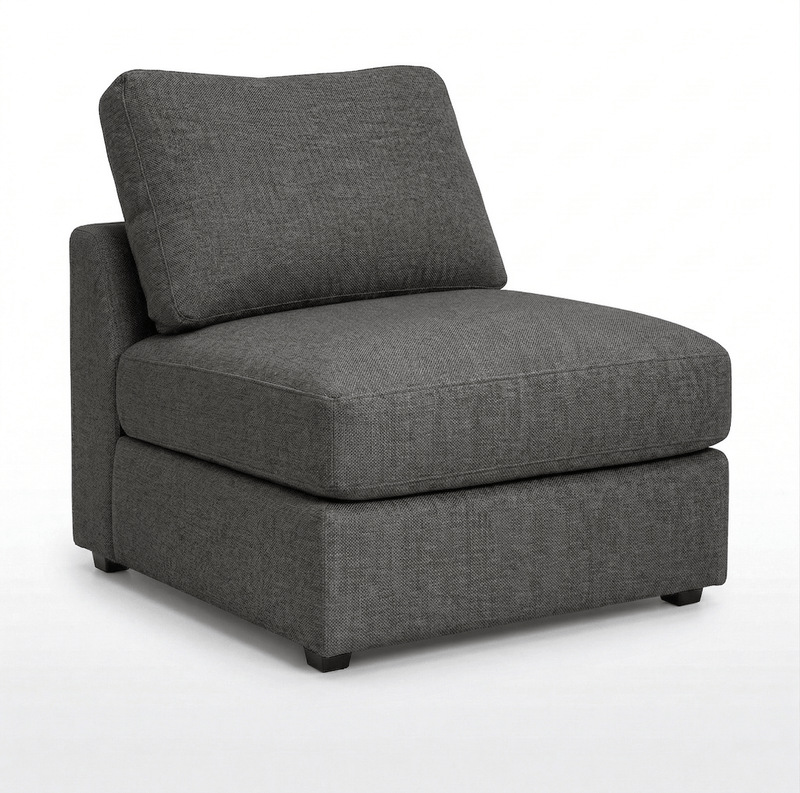 Alloy gray modular sectional armless chair on a white background.