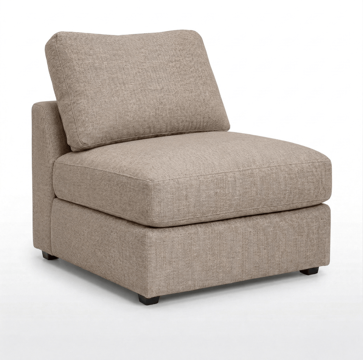 Fawn modular sectional armless chair on a white background.