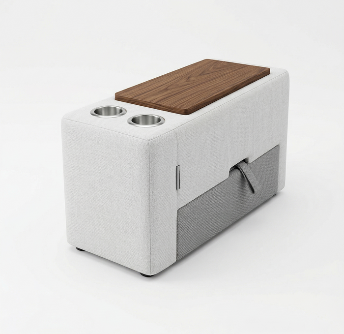 Tofu gray modular sectional console on a white background.