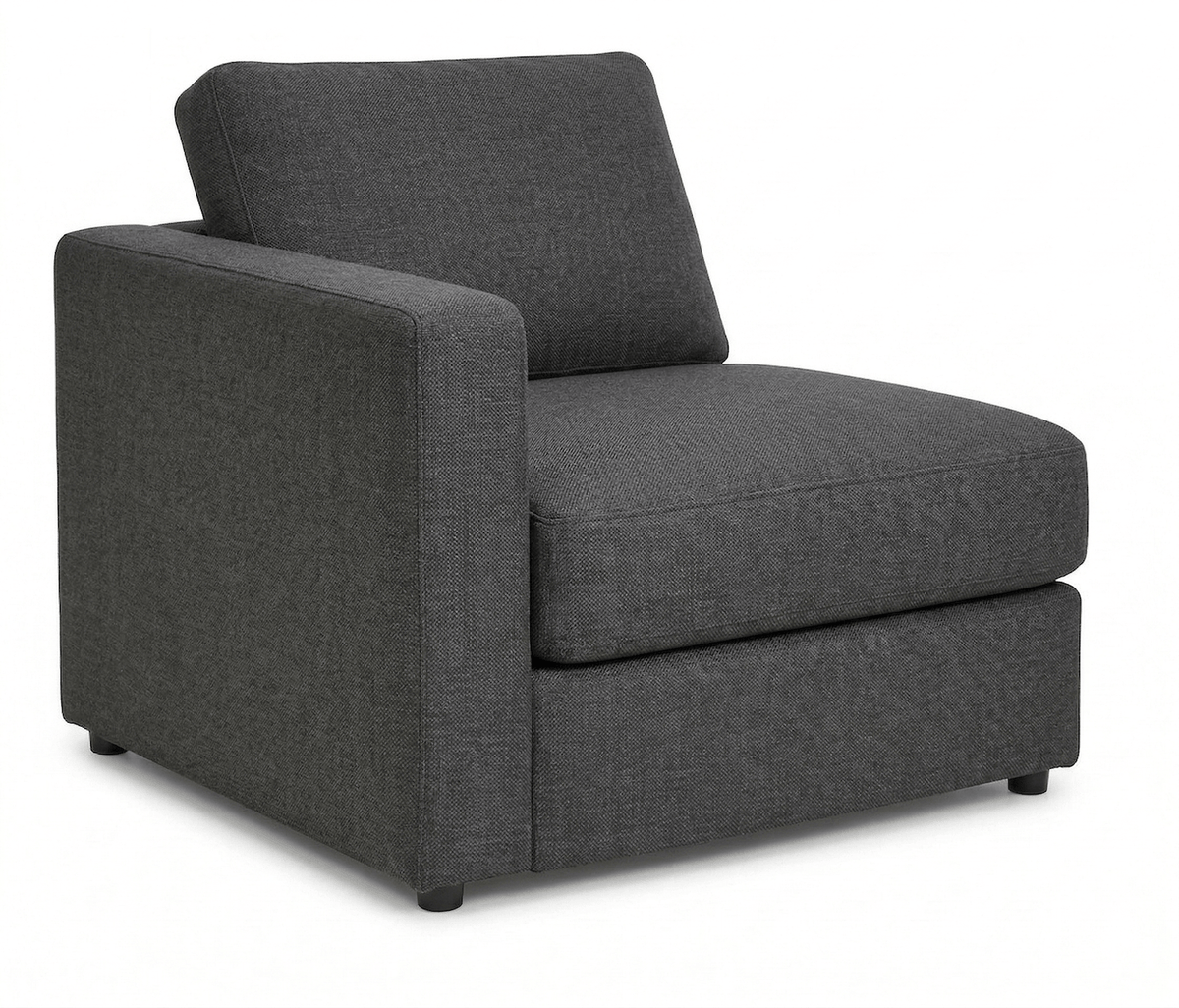 Alloy gray modular sectional track arm chair on a white background.