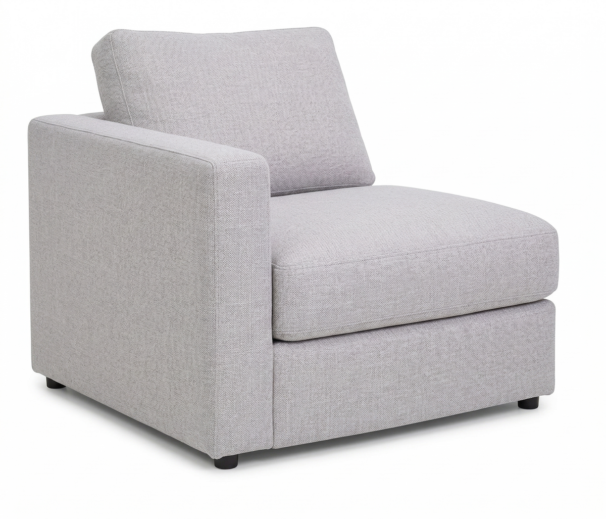 Tofu gray modular sectional end chair with track arm on a white background.