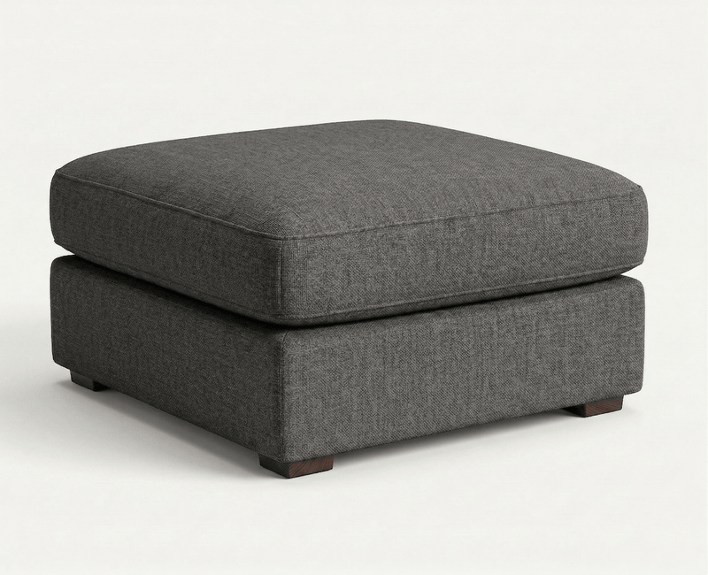 Alloy gray modular sectional ottoman on a white background.