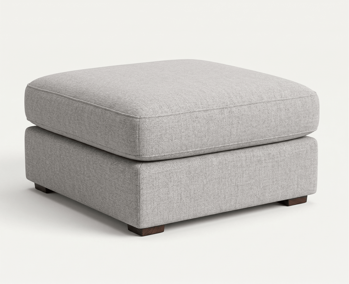 Tofu gray modular sectional ottoman on a white background.