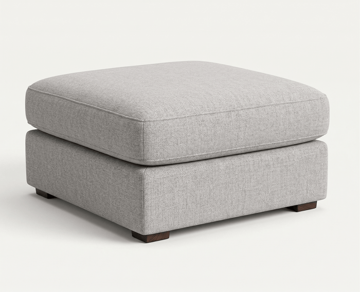 Tofu gray modular sectional ottoman on a white background.