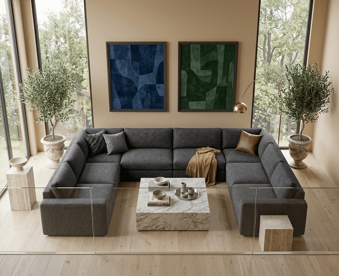 8-piece modular sectional in alloy gray color variant.