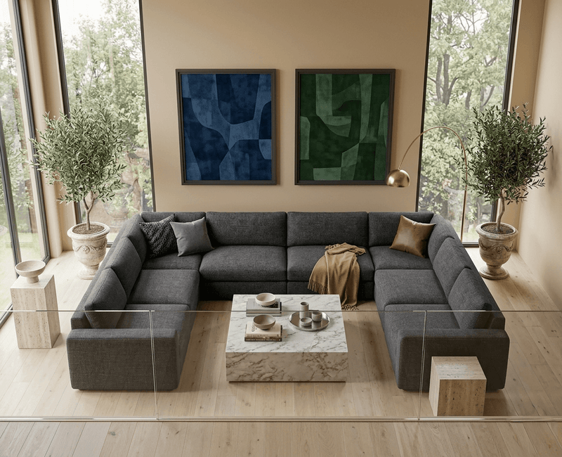 8-piece modular sectional in alloy gray color variant.