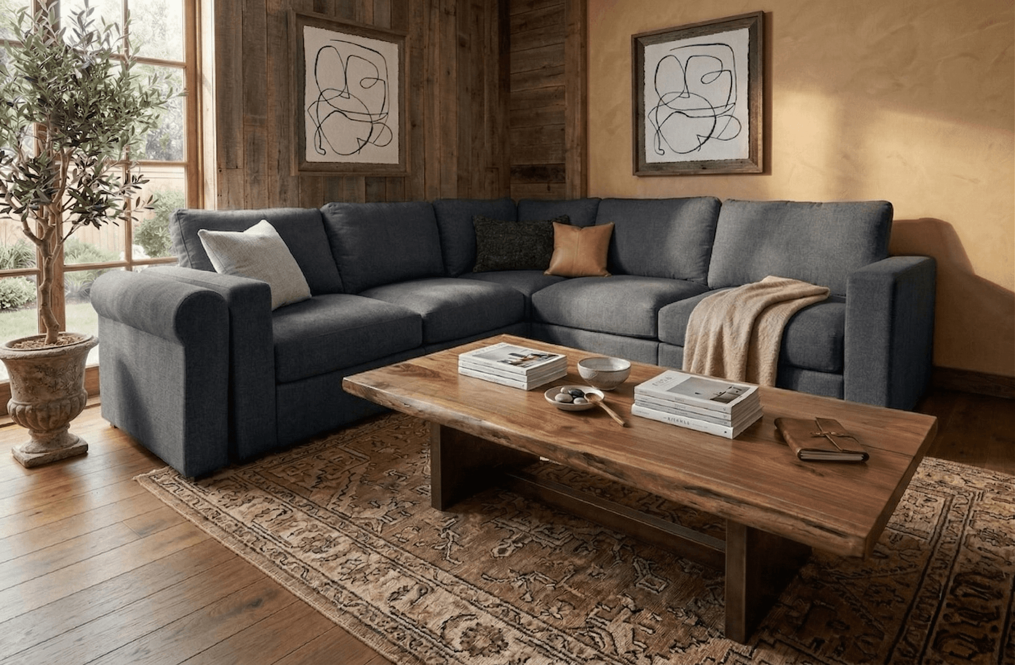 5-piece modular sectional in alloy gray color variant.