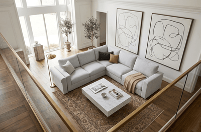 5-piece modular sectional in tofu color variant.