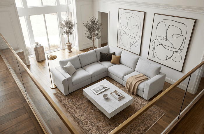 5-piece modular sectional in tofu color variant.