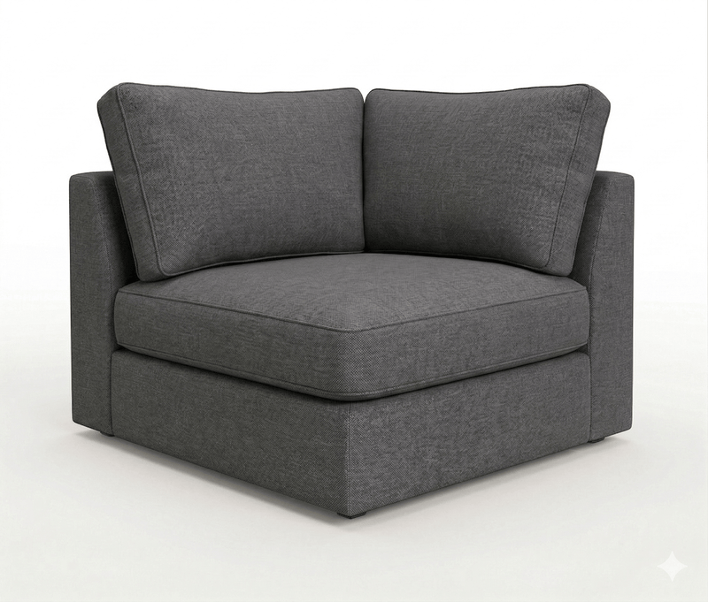 Alloy gray modular sectional corner chair on a white background.